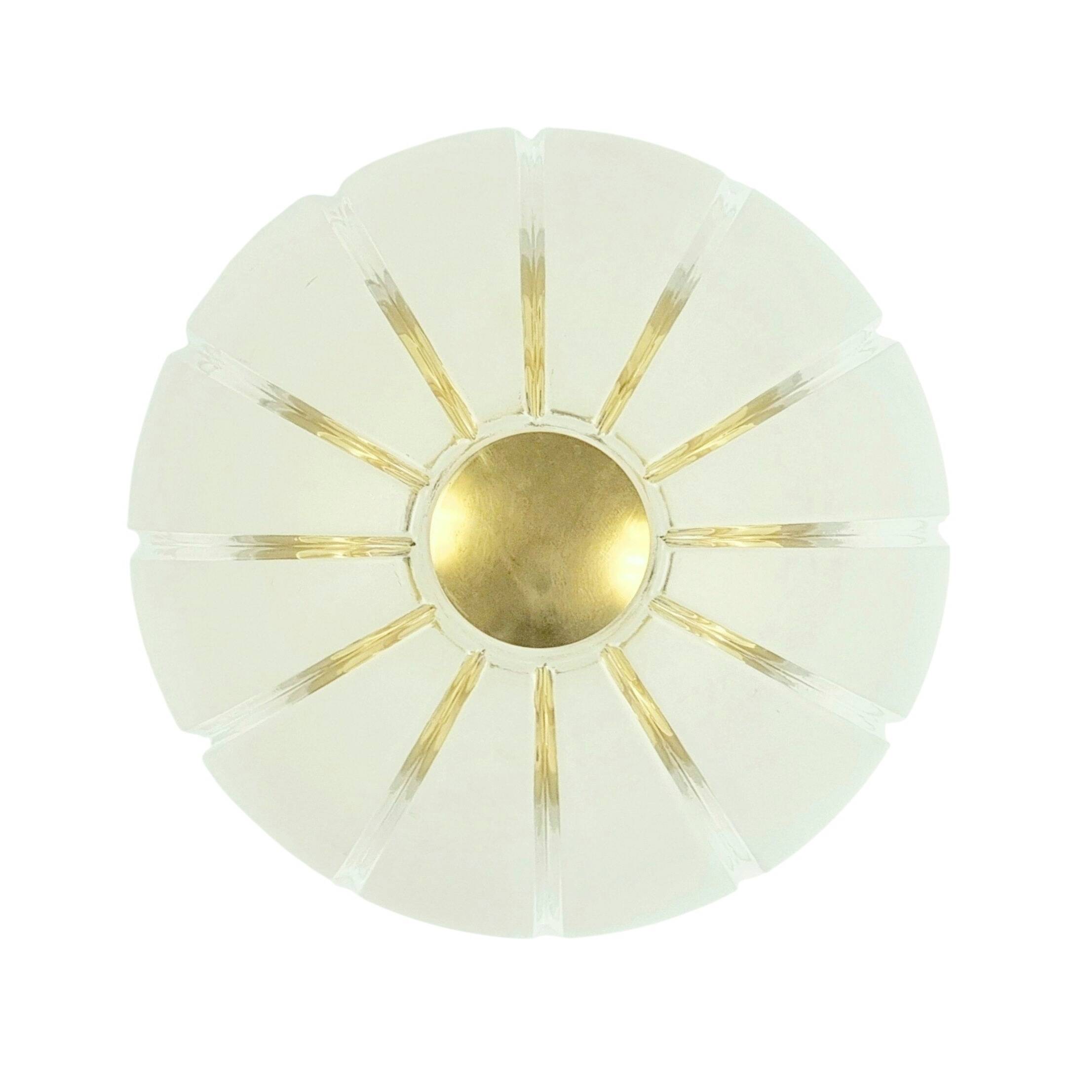 Very Large Space Age Glass & Brass Ceiling Light from Limburg, Germany, 70s