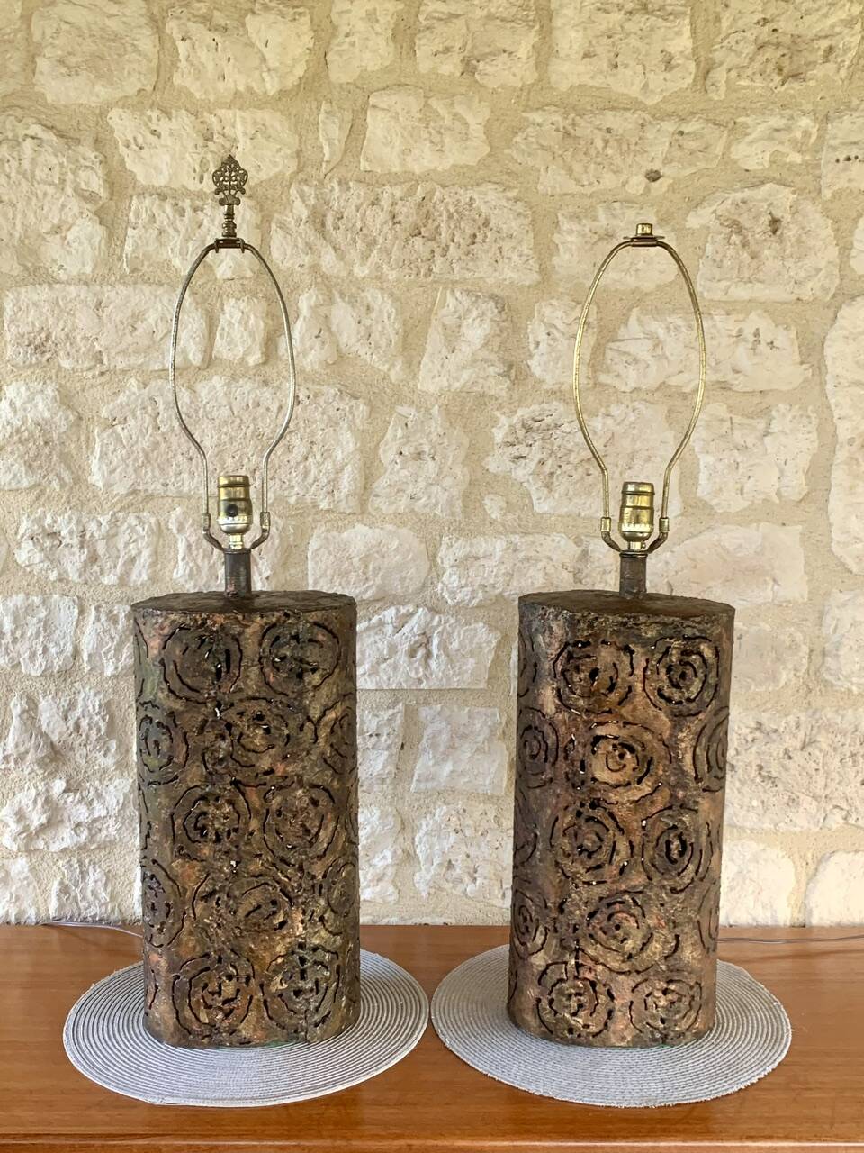 Pair of Brutalist table lamps by Irv Bramberg, 1960s