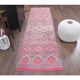 Vintage Turkish Hand-Knotted Wool Cotton Pink Runner 83x324
