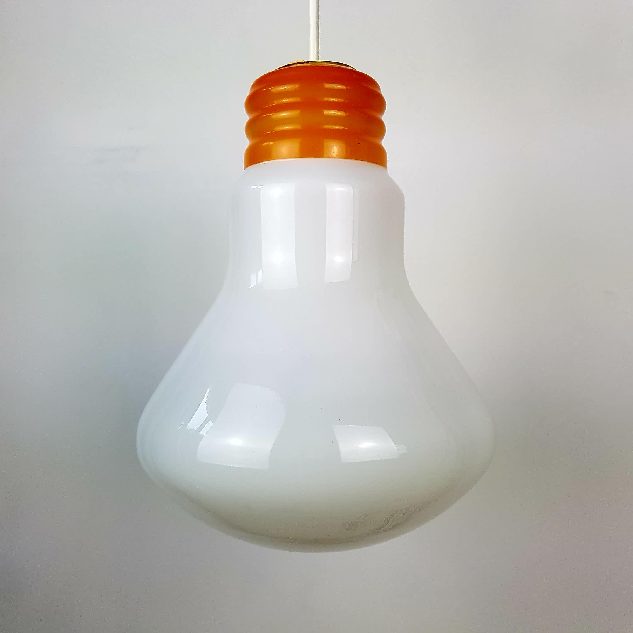 Light bulb with opaque glass hanging lamp