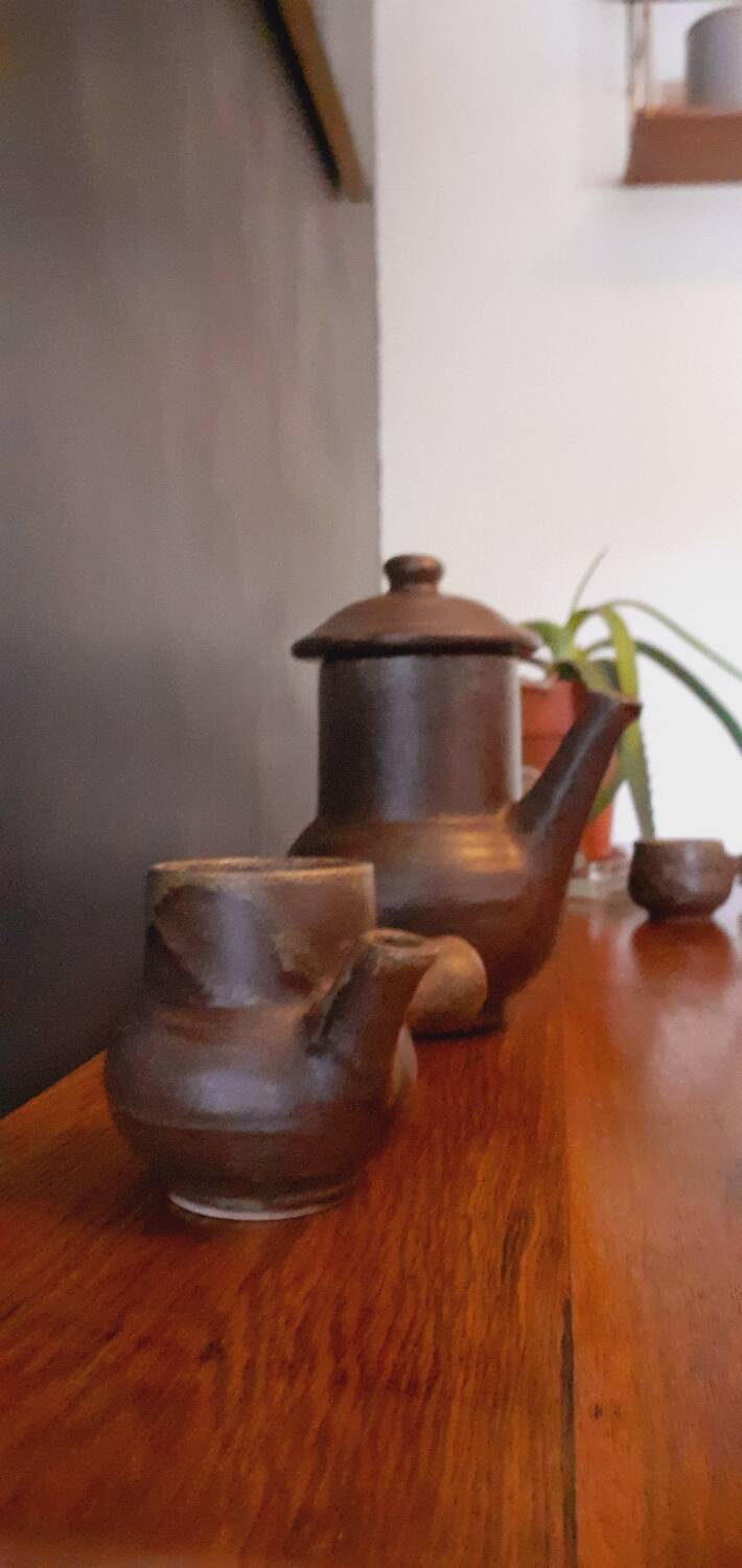 Vintage stoneware coffee set from the 60s, Maine Sars Pottery