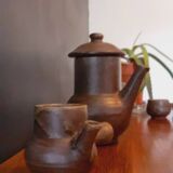Vintage stoneware coffee set from the 60s, Maine Sars Pottery