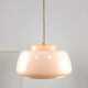 Mid-century Pink Glass & Brass Pendant Lamp
