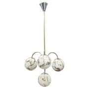 Chandelier Art Déco, verre marbré, laiton et chrome, années 1930