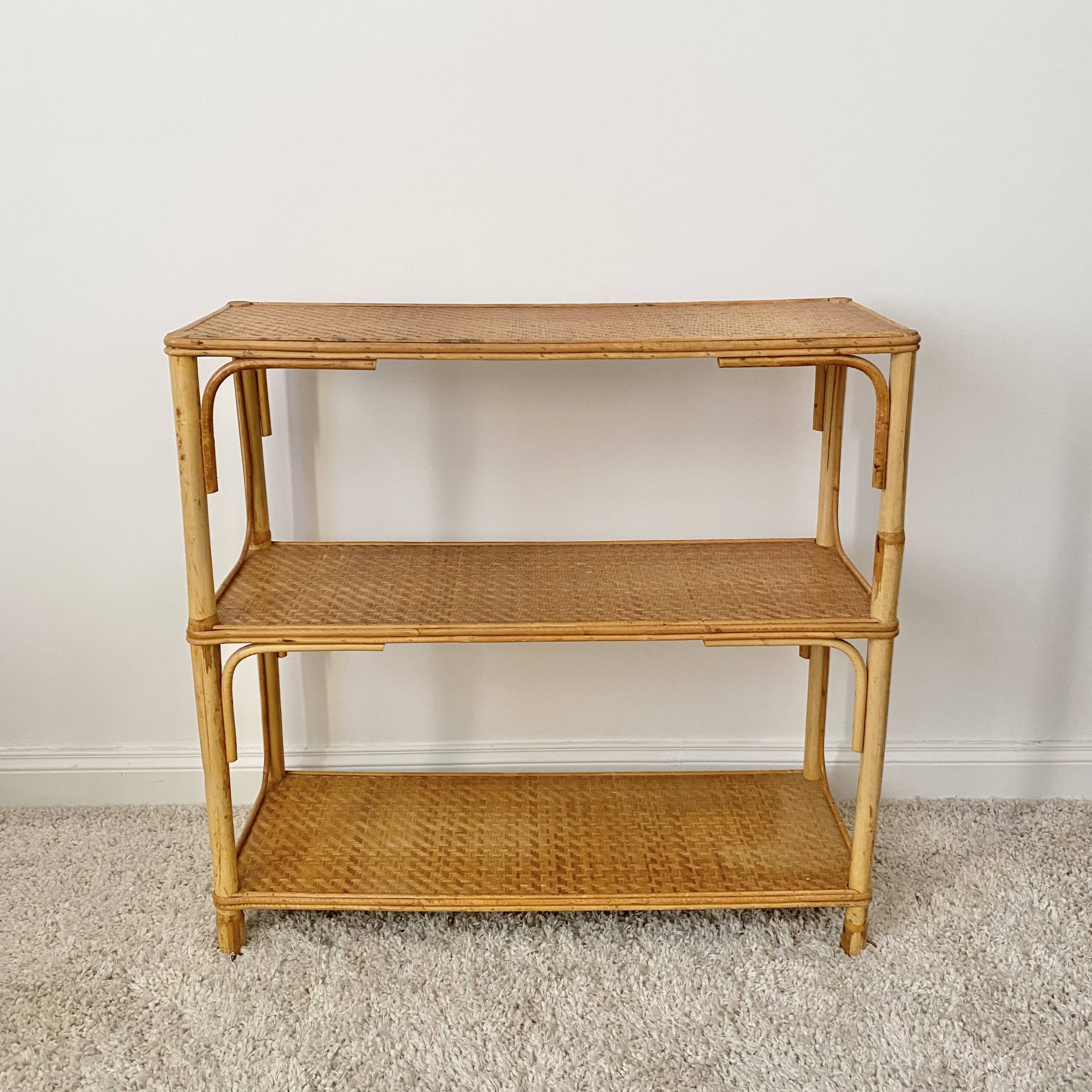vintage rattan shelf