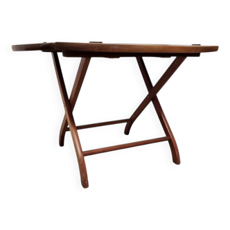 Table basse vintage en acajou avec plateau, années 1970