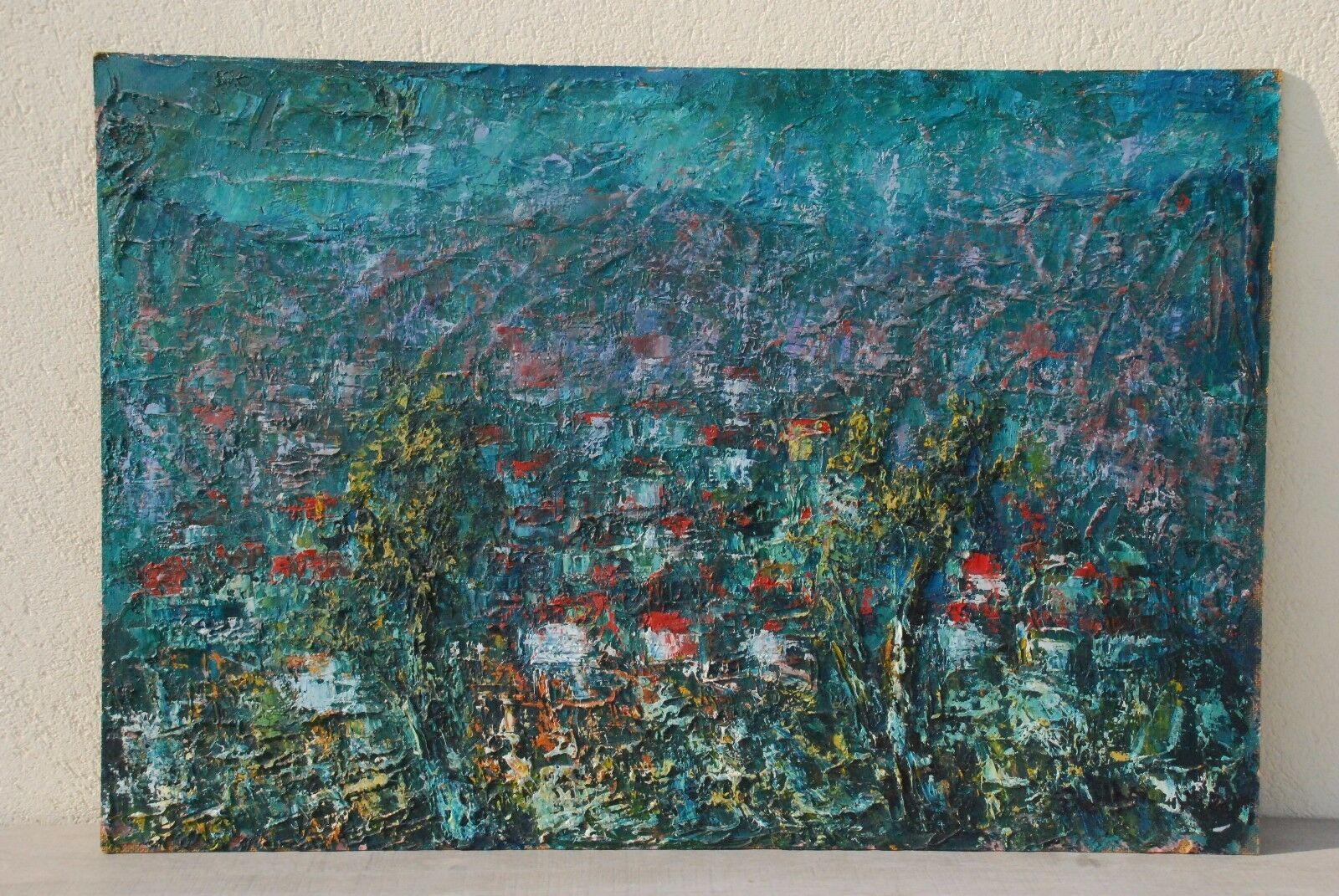 Tableau paysage de l'Isère abstrait 1960 Jean Buffa
