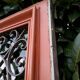 Window frame 179x88cm walnut oak wrought iron grille opening glass panel
