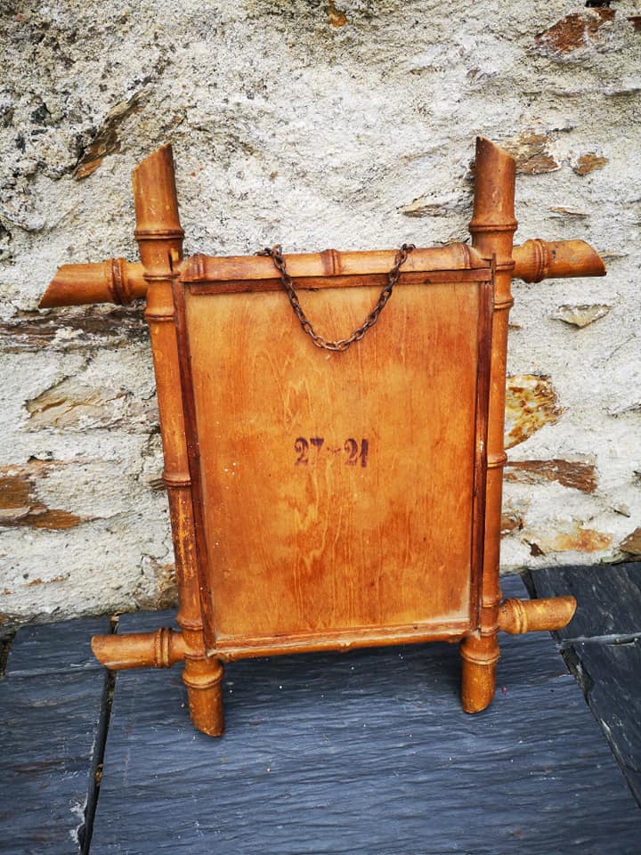 Old mirror "bamboo" vintage 1920/1930 25 x 19.5 cm small model