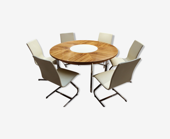 Vintage Circular Rosewood Dining Table And Chairs By Richard Young For Merrow Associates Selency Vintage Circular Rosewood Dining Table, Vintage Circular Dining Table