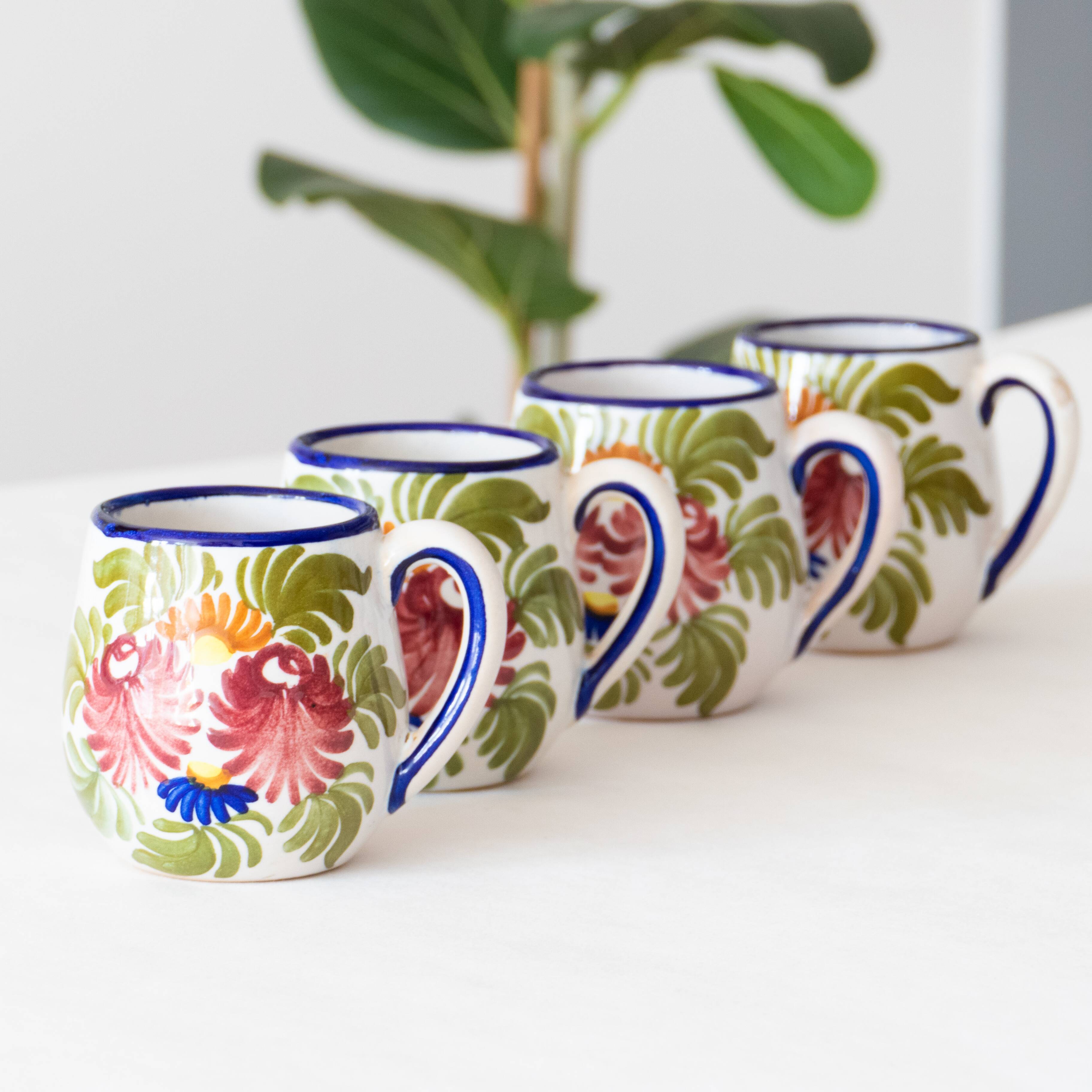 4 hand-painted handcrafted mugs
