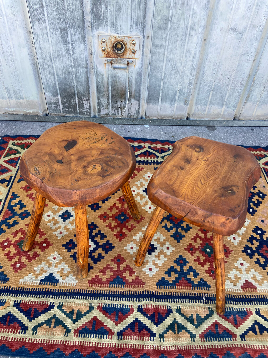 Pair of brutalist stools