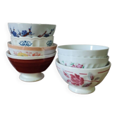 7 mismatched earthenware footed bowls