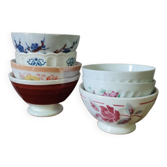 7 mismatched earthenware footed bowls