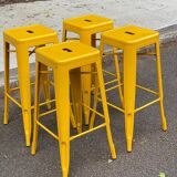 4 tabourets de bar hauts lik sklum métal jaune style industriel 75cm