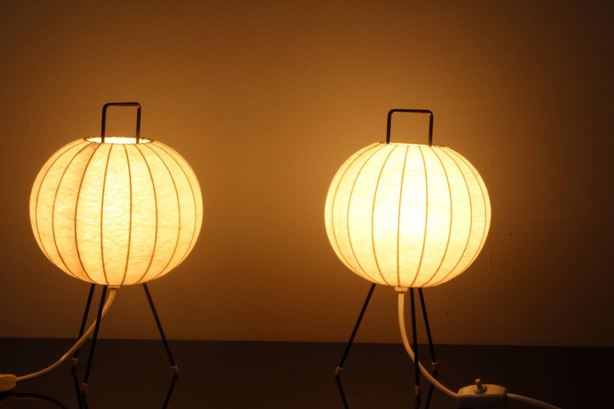 Pair of Cocoon Bedside Lamp by Friedel Wauer for Goldkant, 1960’s