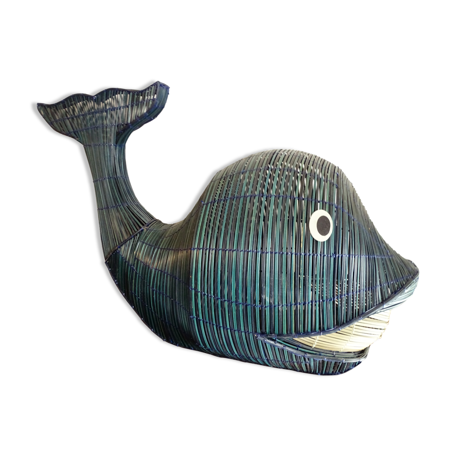 Vintage giant whale wicker storage box