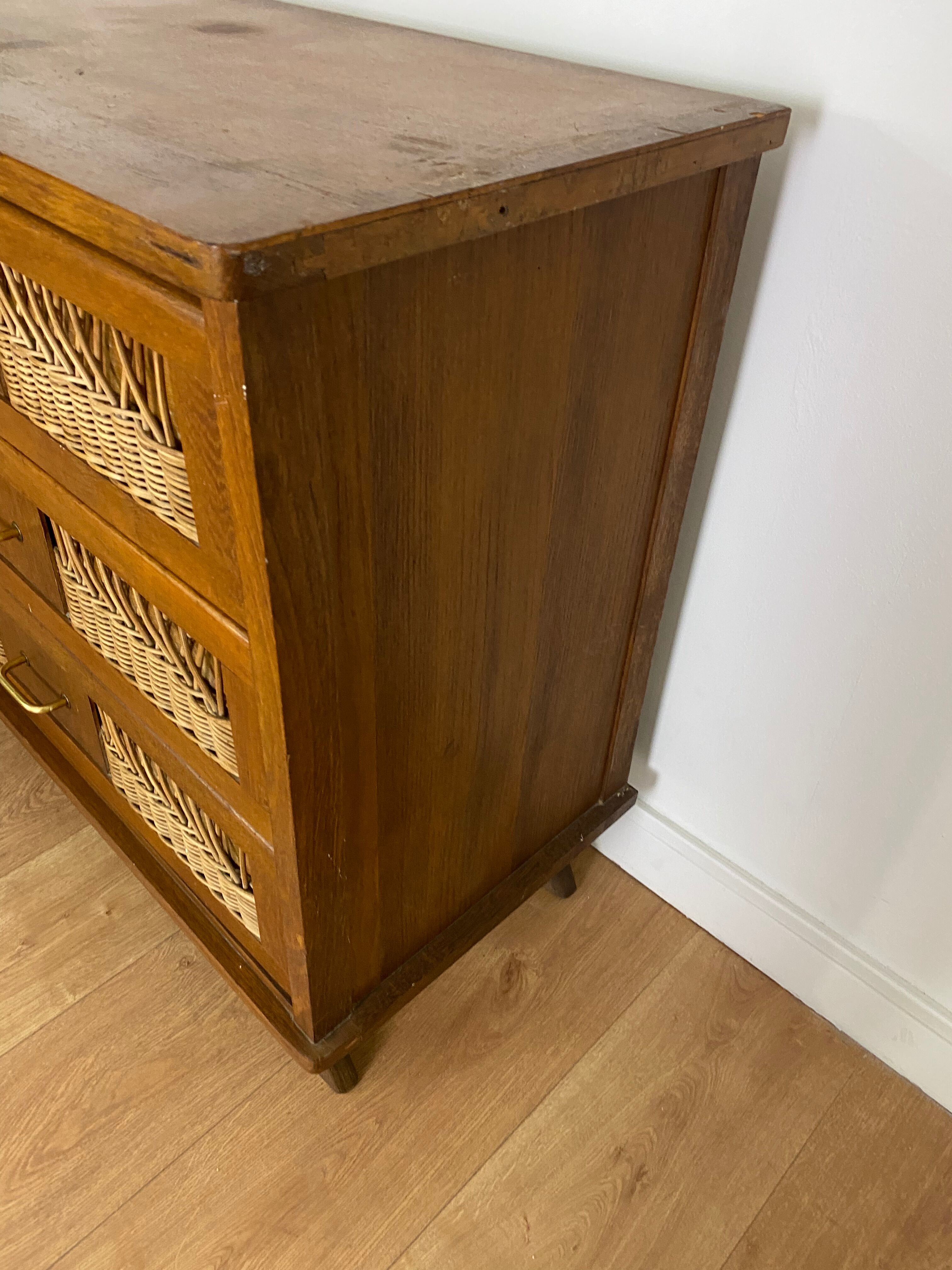 Vintage dresser rattan compass feet
