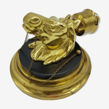 Wall lamp horse head in golden brass