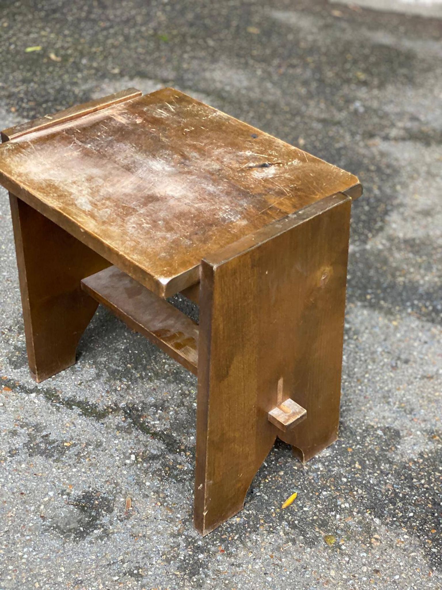 Tabouret scandinave en bois massif 1950