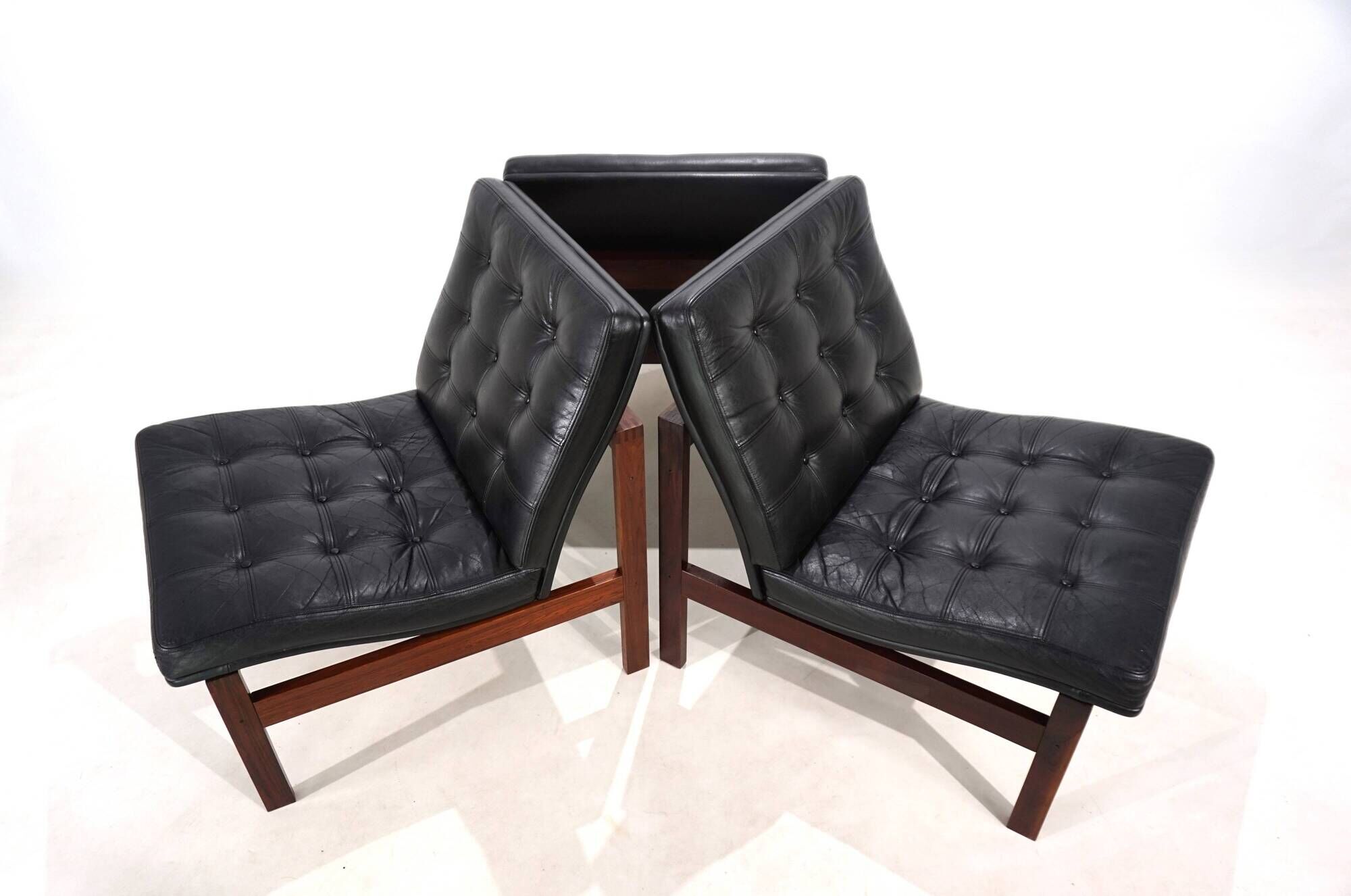 France & Son Set of 3 Modular Leather Armchairs by O. Gjerløv-Knudsen/T. Li