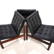 France & Son Set of 3 Modular Leather Armchairs by O. Gjerløv-Knudsen/T. Li