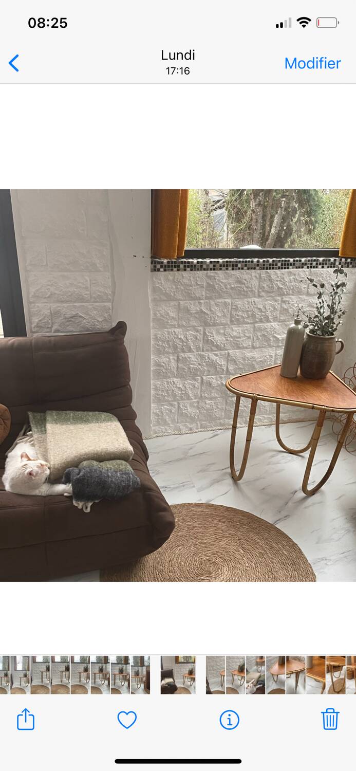 Small banbou tripod table from the 70s