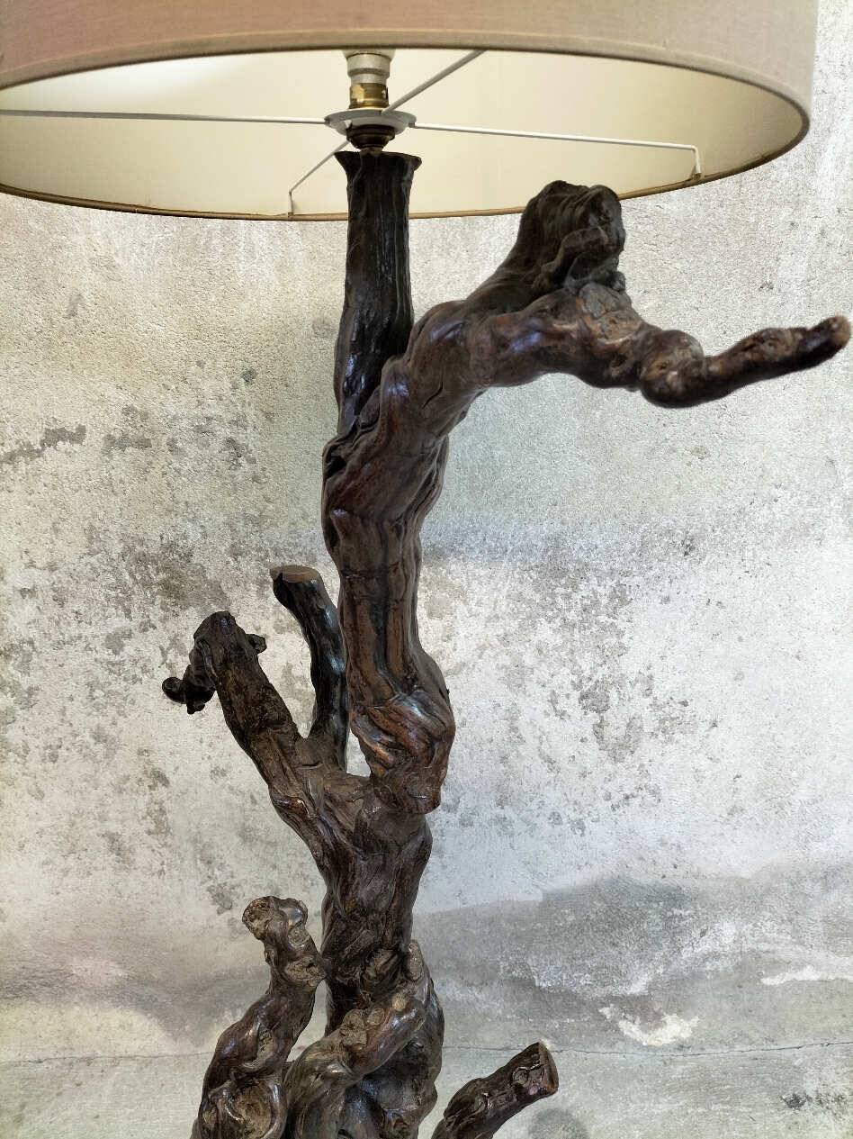 Vine wood floor lamp