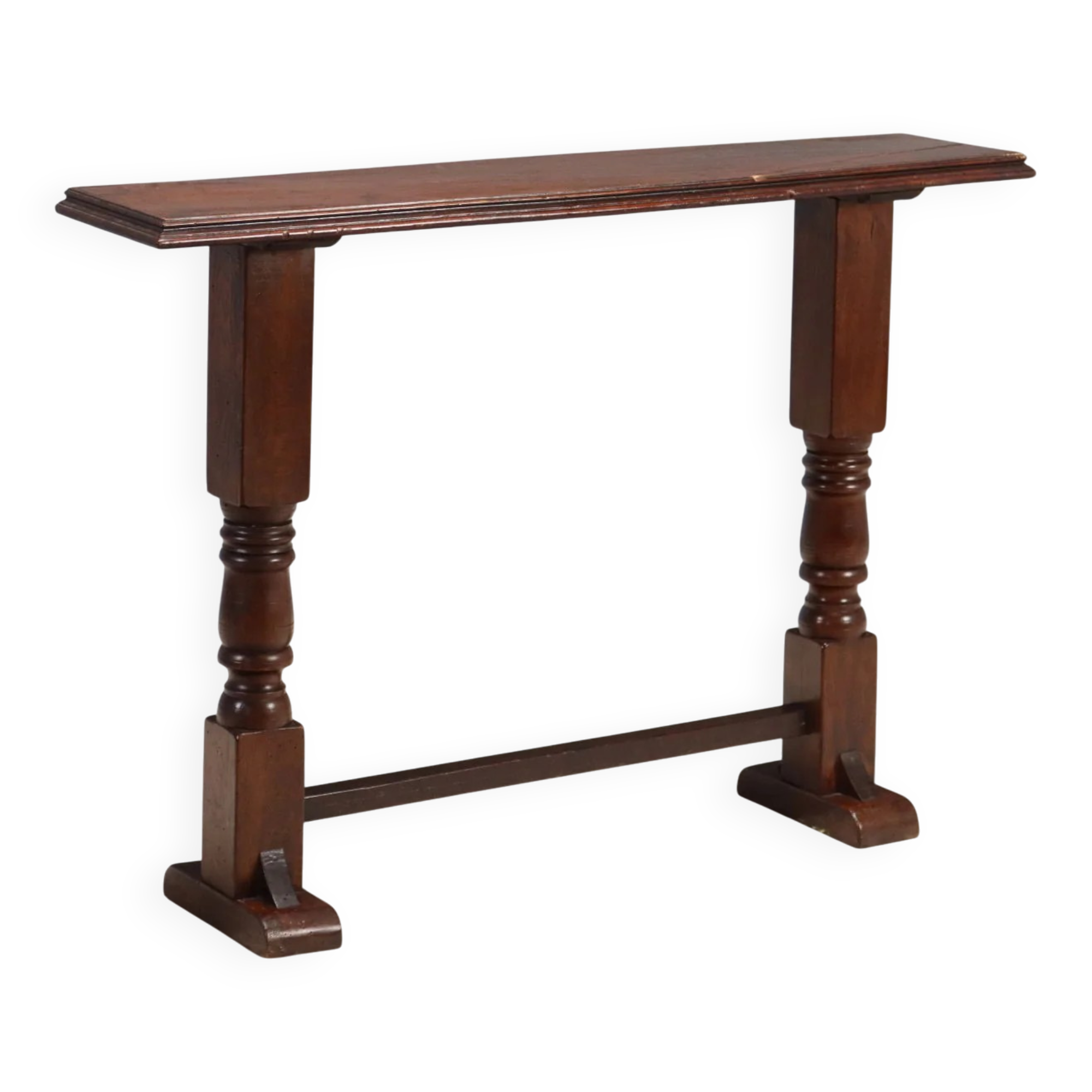 Antique console in stained oak and walnut, Italy, early 20th century.