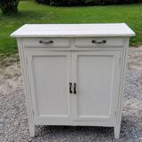 Old Parisian buffet 2 doors 2 drawers patinated white
