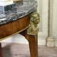 Empire pedestal table in mahogany and bronze, Saint-Anne grey marble with groove, circa 1800