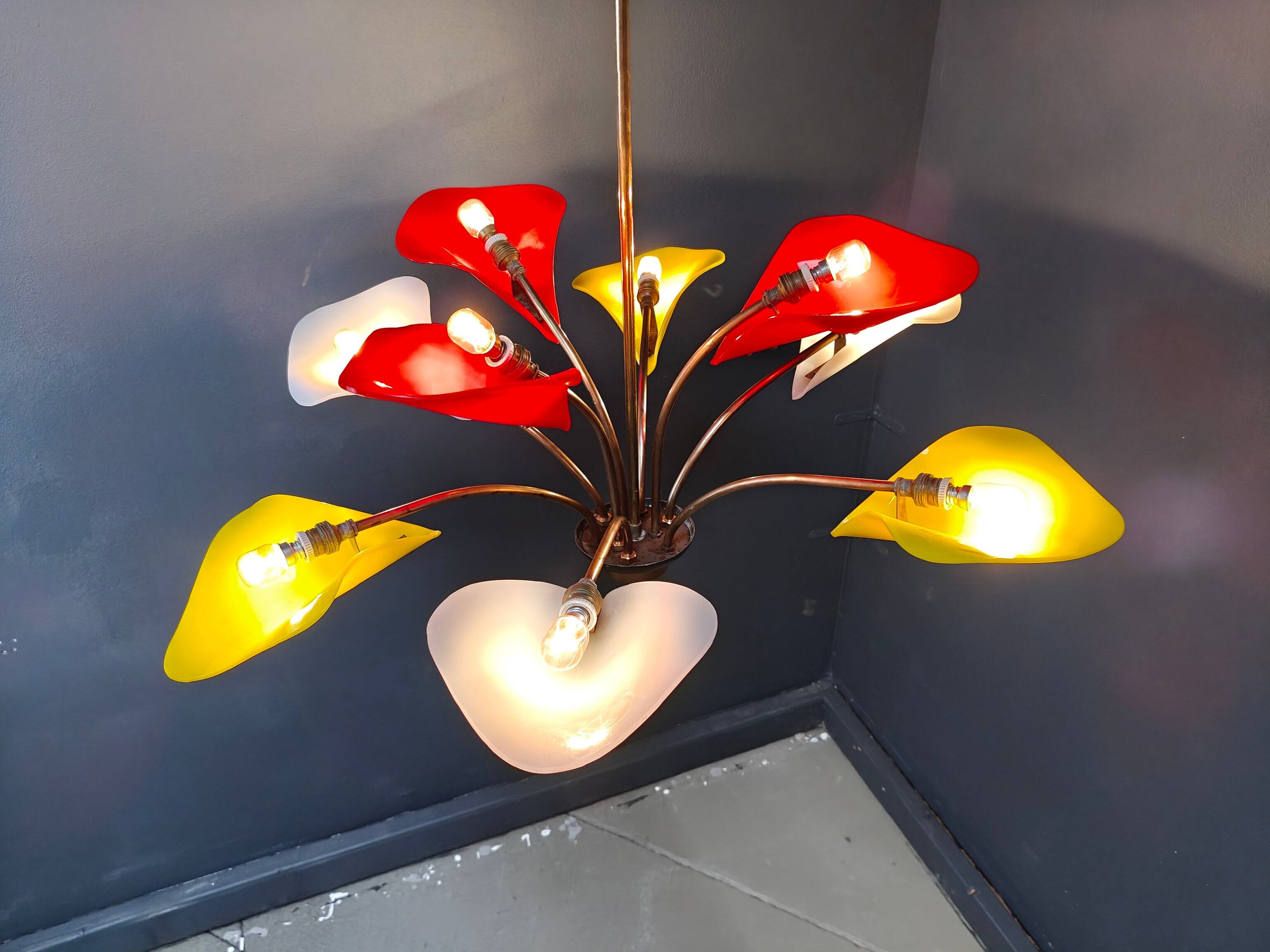 Vintage multi colour Italian chandelier, 1960s