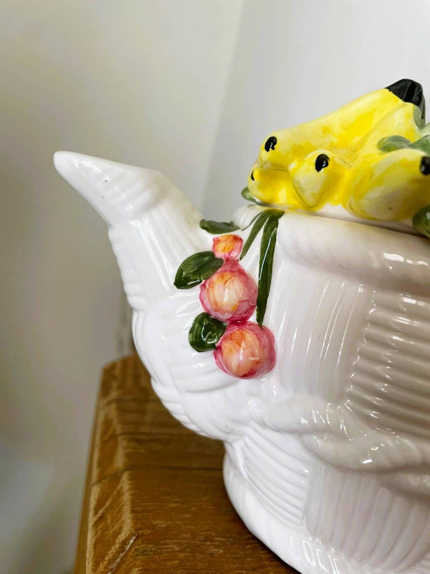 Vintage fruit majolica teapot