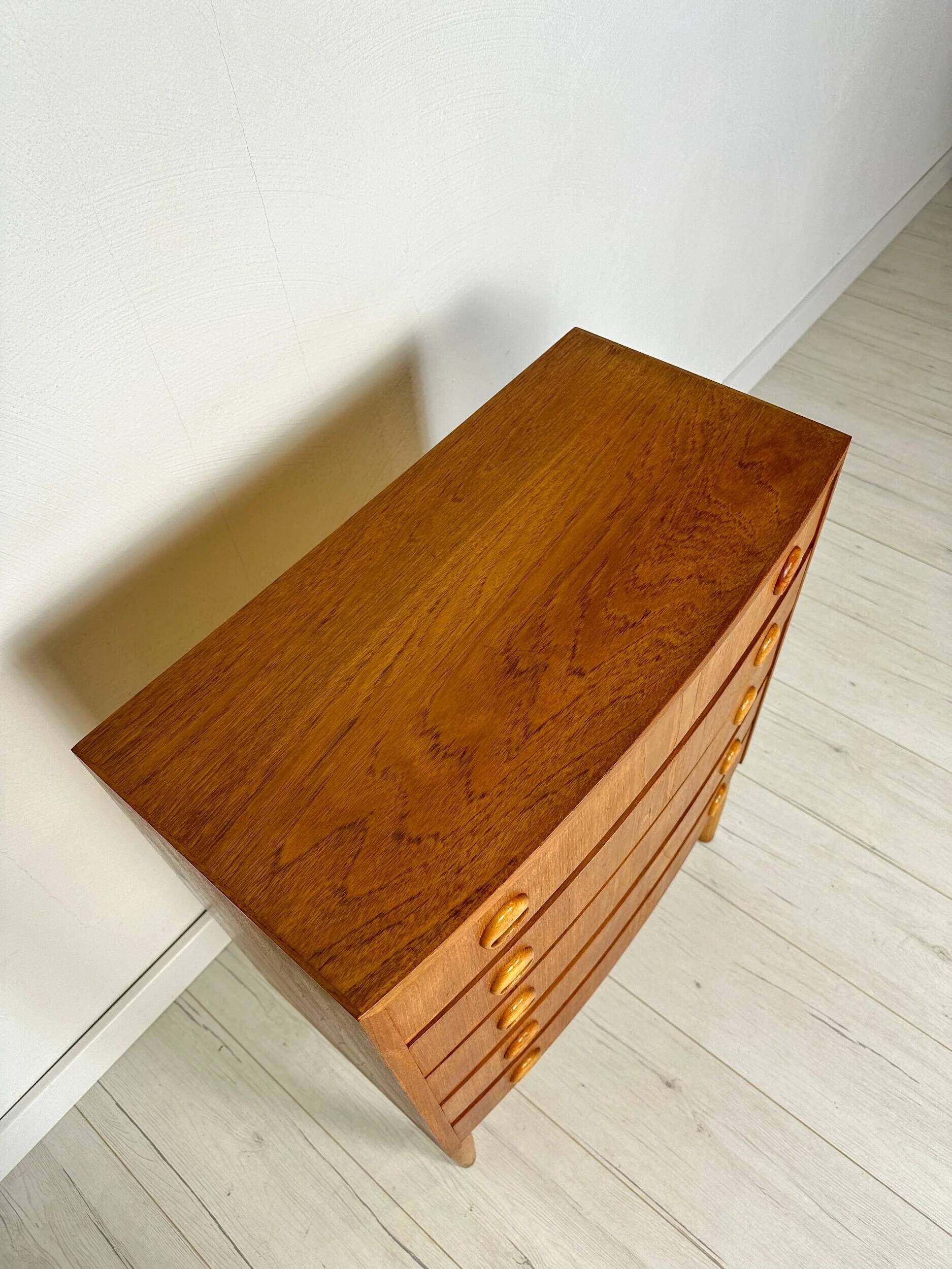 1960s Vintage Kai Kristiansen Teak Bow Front Dresser