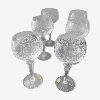 6 engraved crystal stemmed glasses