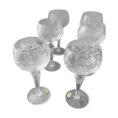 6 engraved crystal stemmed glasses
