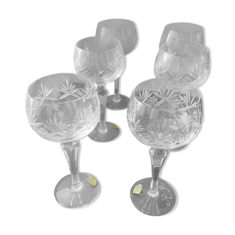 6 engraved crystal stemmed glasses