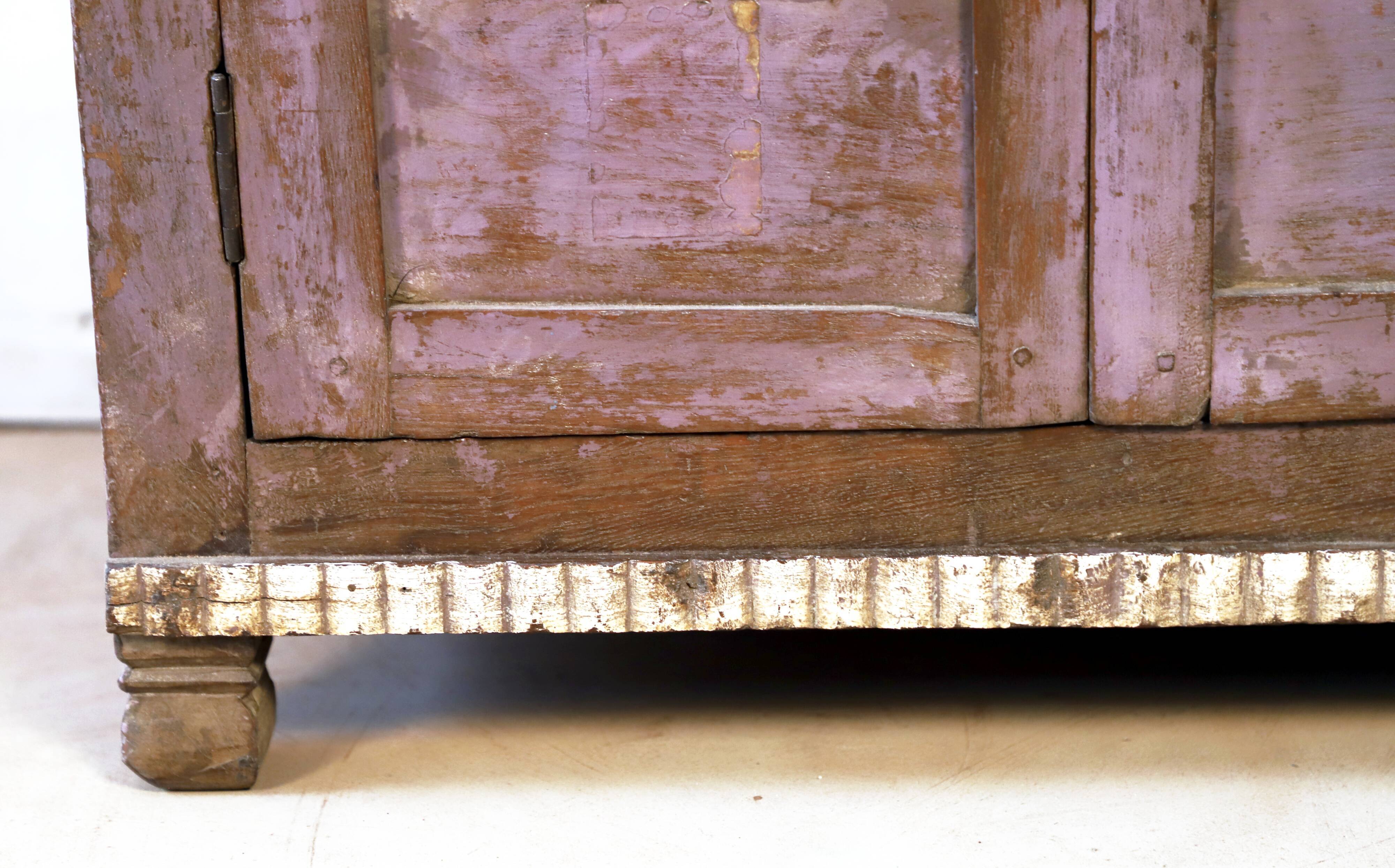 Antique Burmese teak sideboard with original mauve patina