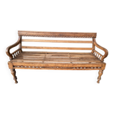 Carved teak bench