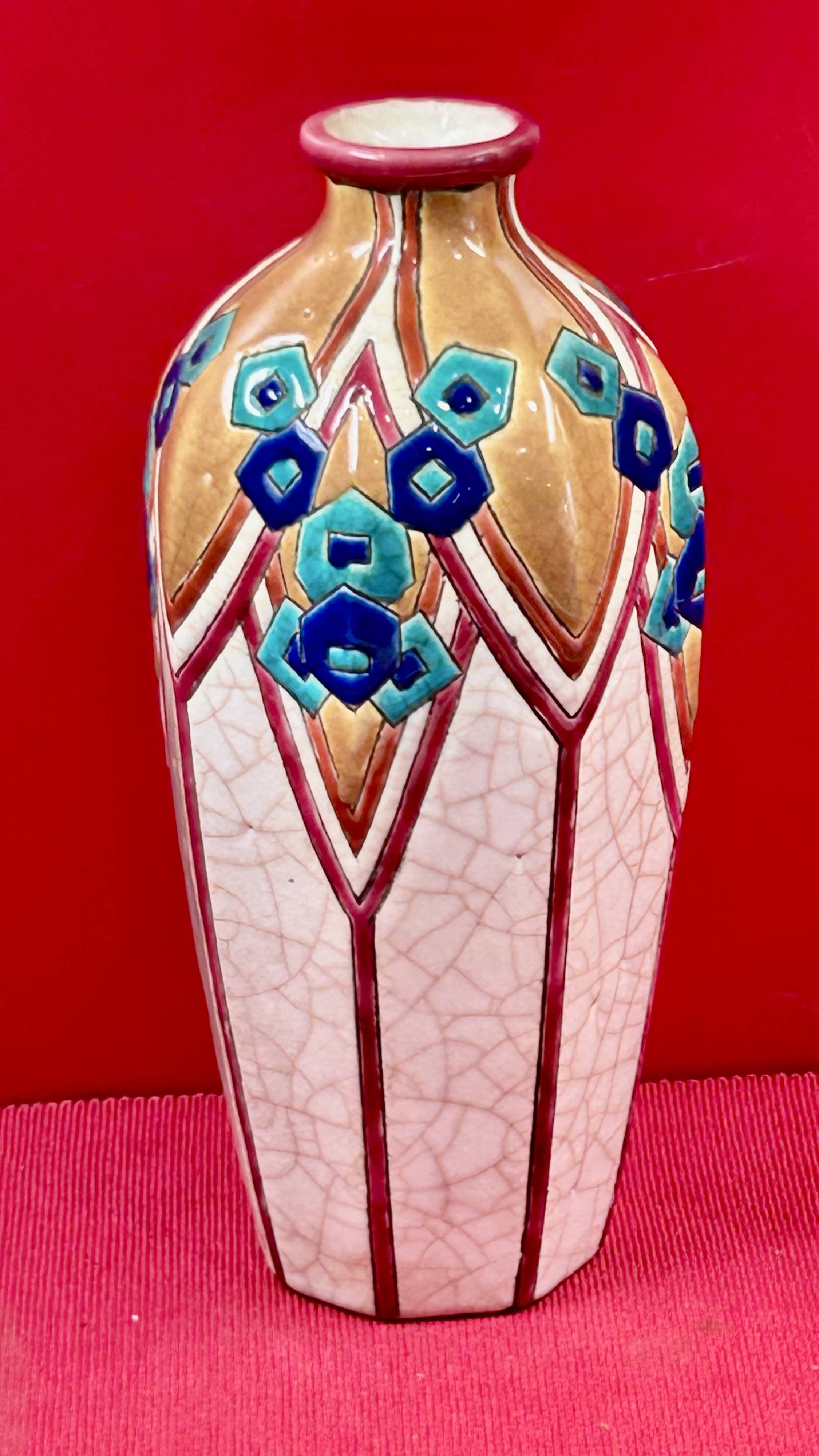 Vase Longwy Art déco décor géométrique