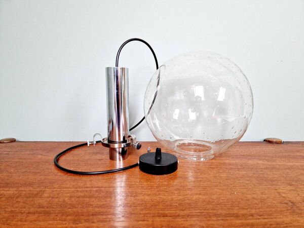 Suspension Space Age en verre soufflé bullé, années 70