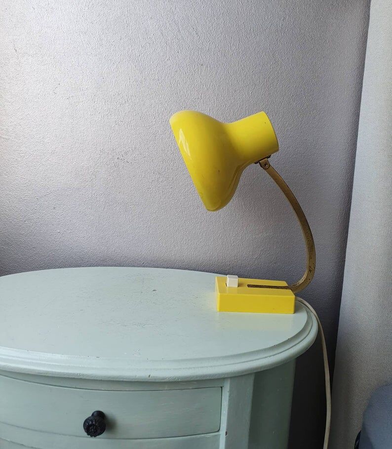 Yellow metal desk lamp 1970