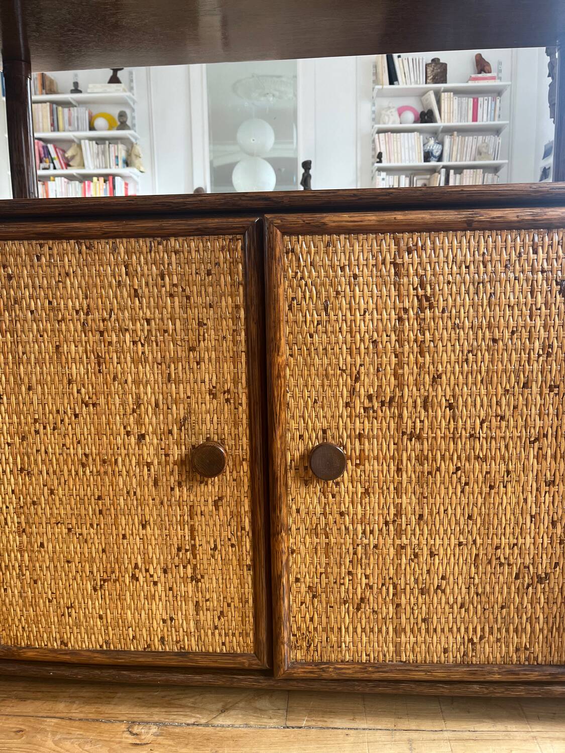 Modular rattan library Maugrion for Rochebobois