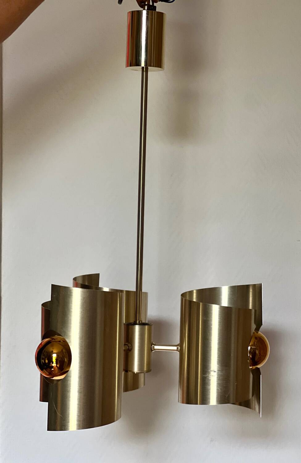 Lustre/suspension space age vintage 1970 alu brosse doree