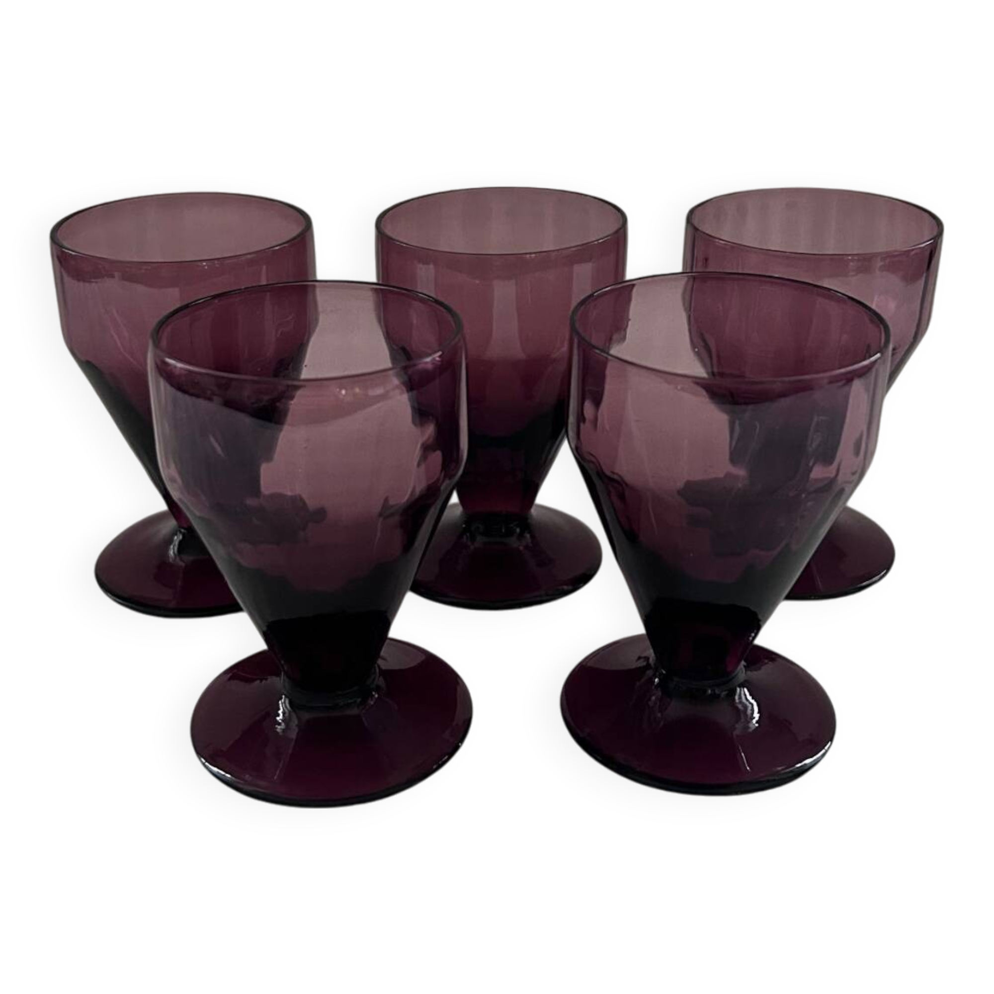 Set of 5 eggplant glasses