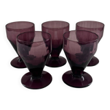 Set of 5 aubergine glasses