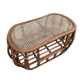 Oval bamboo rattan coffee table