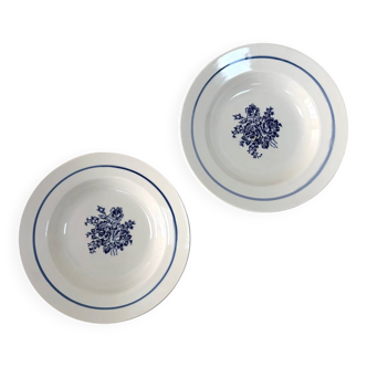 Pair of old hollow plates in earthenware