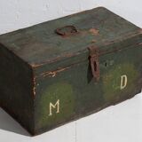 Coffre en bois vert ancien (vers 1910) # 4