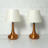 Pair of table lamps Orient copper finish Jo Hammerborg for Fog & Morup, Denmark, 1960s